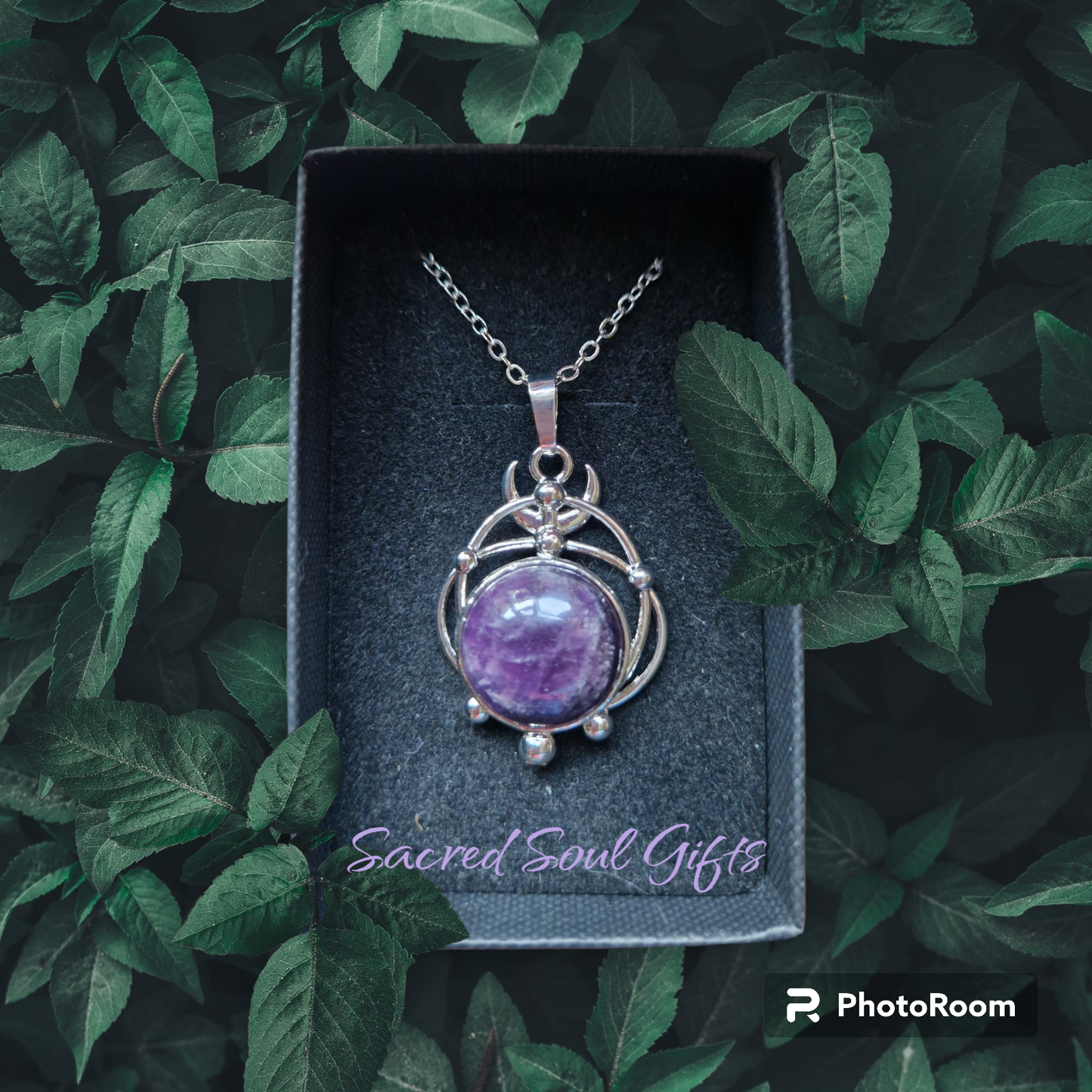 Celestial Moon Necklace.Dream Amethyst