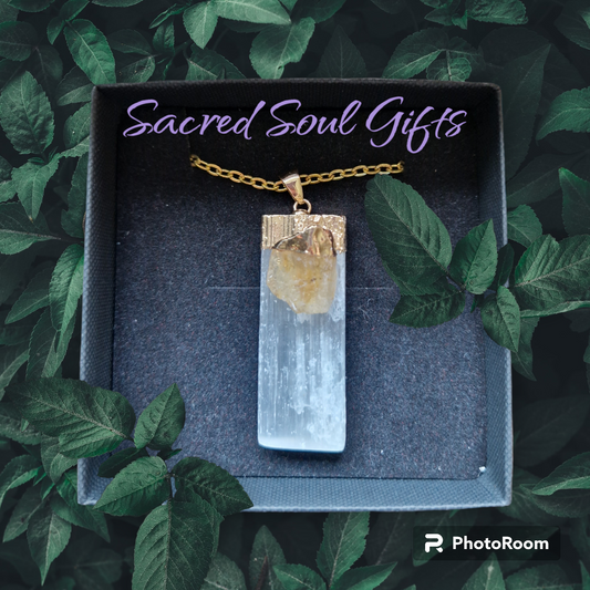 Selenite & Citrine Pendant