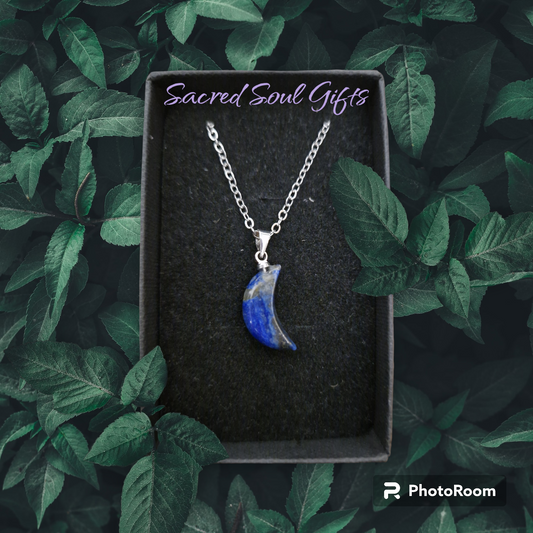 Sodalite Cresent Moon Necklace