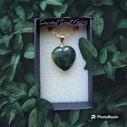 Moss Agate Heart Pendant